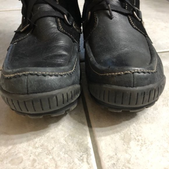 Black leather and suede calf-height winter fur boots - Picture 9 of 13